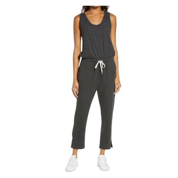 Zella Gwen Sleeveless Knit Jumpsuit in Gray Dark Heather Athleisure XS - Picture 1 of 9
